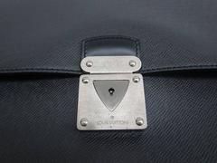 Louis Vuitton Black Leather Palladium Hardware Men's Briefcase Bag Withe Key