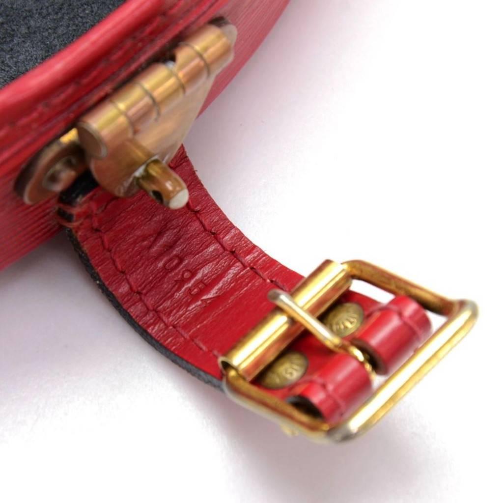 Louis Vuitton Vintage Red Epi Leather Gold HW Travel Storage Hat Box With Keys 1