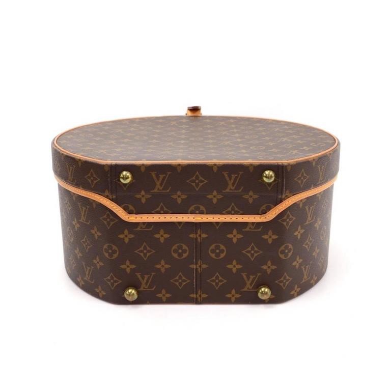 Louis Vuitton Monogram Canvas Gold HW Storage Jewelry Travel Hat Box