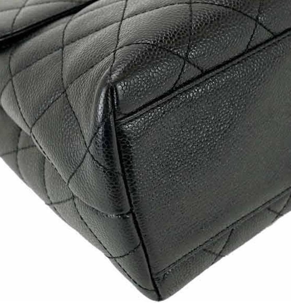 Chanel Vintage Black Caviar Leather Gold HW Kelly Style Top Handle Satchel Bag 3