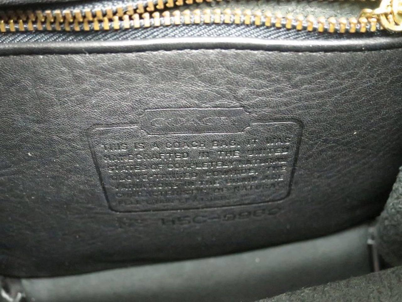 Women's Coach Vintage Black Leather Gold Hardware Top Handle Flap Backpack 