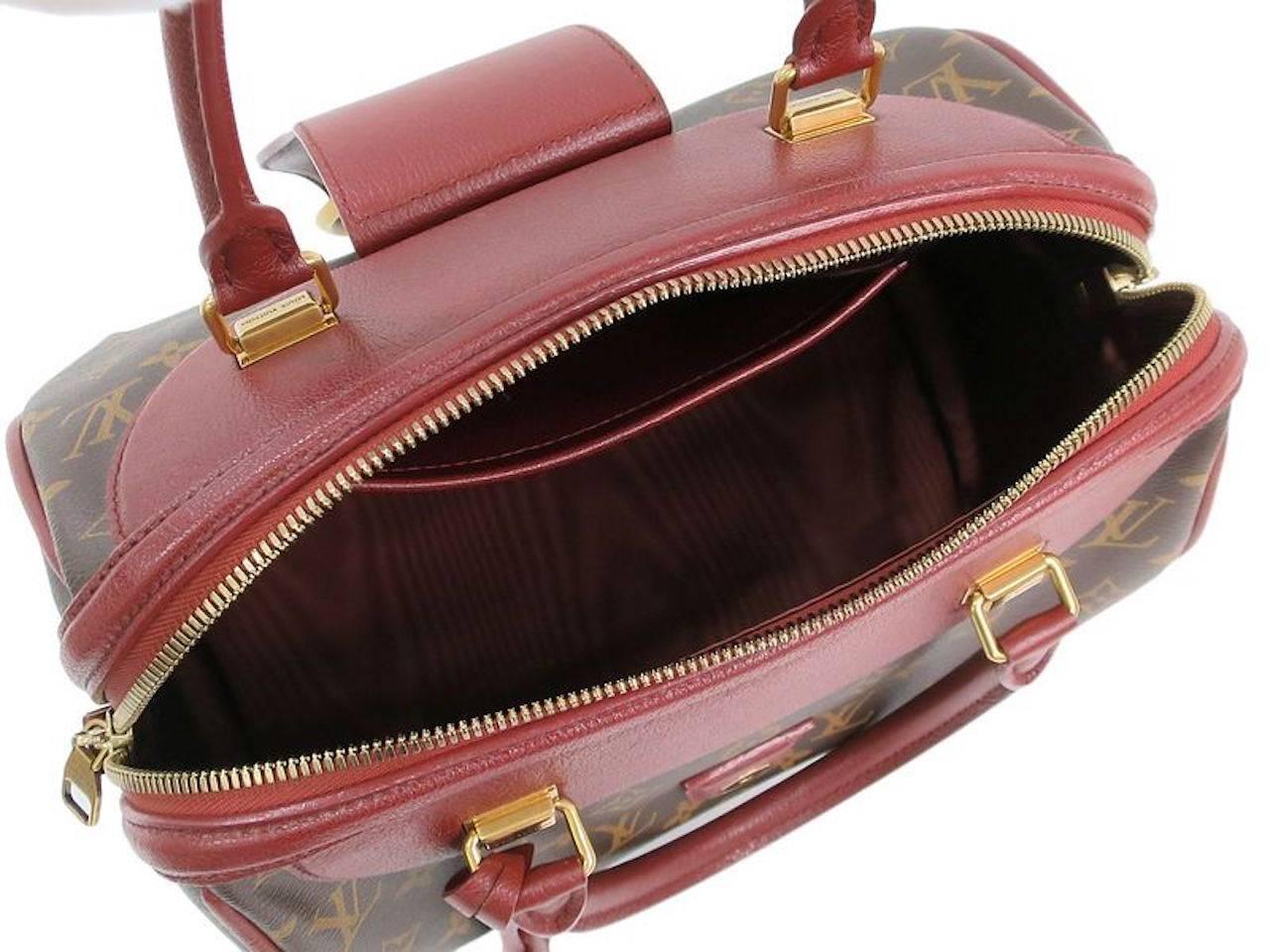 Brown Louis Vuitton Limited Edition Monogram Canvas Red Speedy Top Handle Satchel Bag