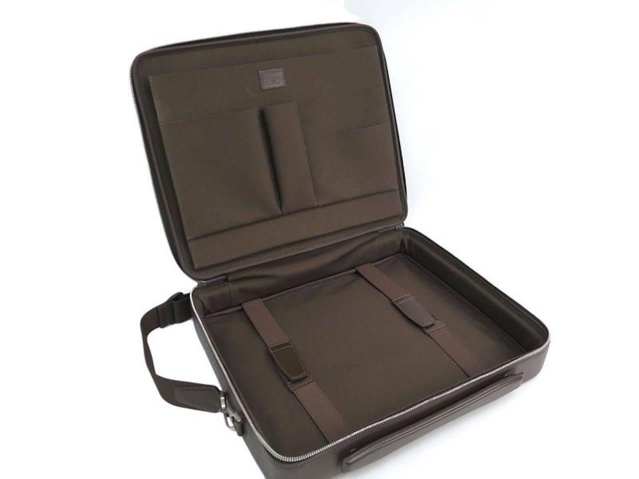 Black Louis Vuitton Brown Leather Men's LapTop Storage Travel Briefcase Shoulder Bag
