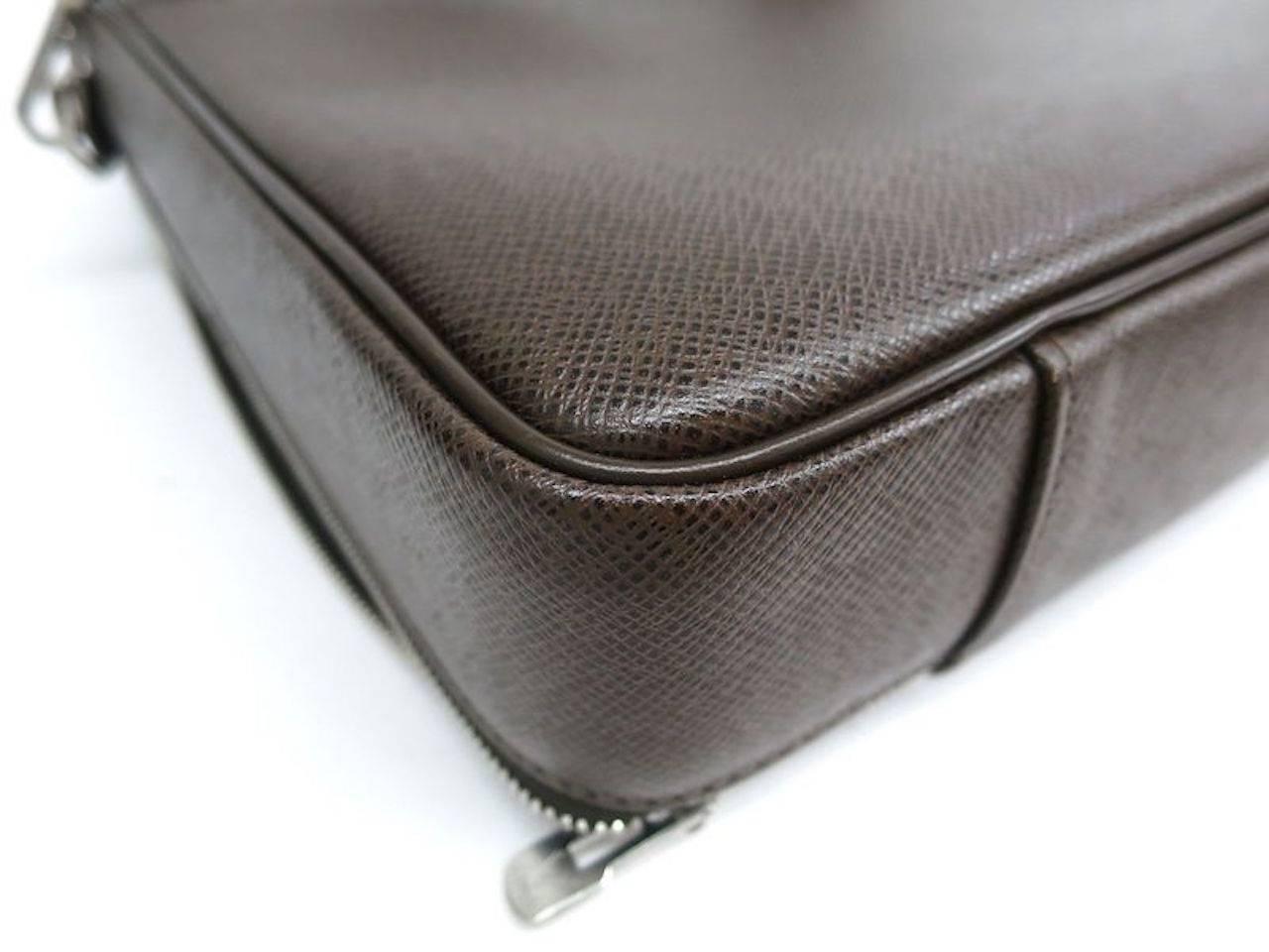 Louis Vuitton Brown Leather Men's LapTop Storage Travel Briefcase Shoulder Bag 1