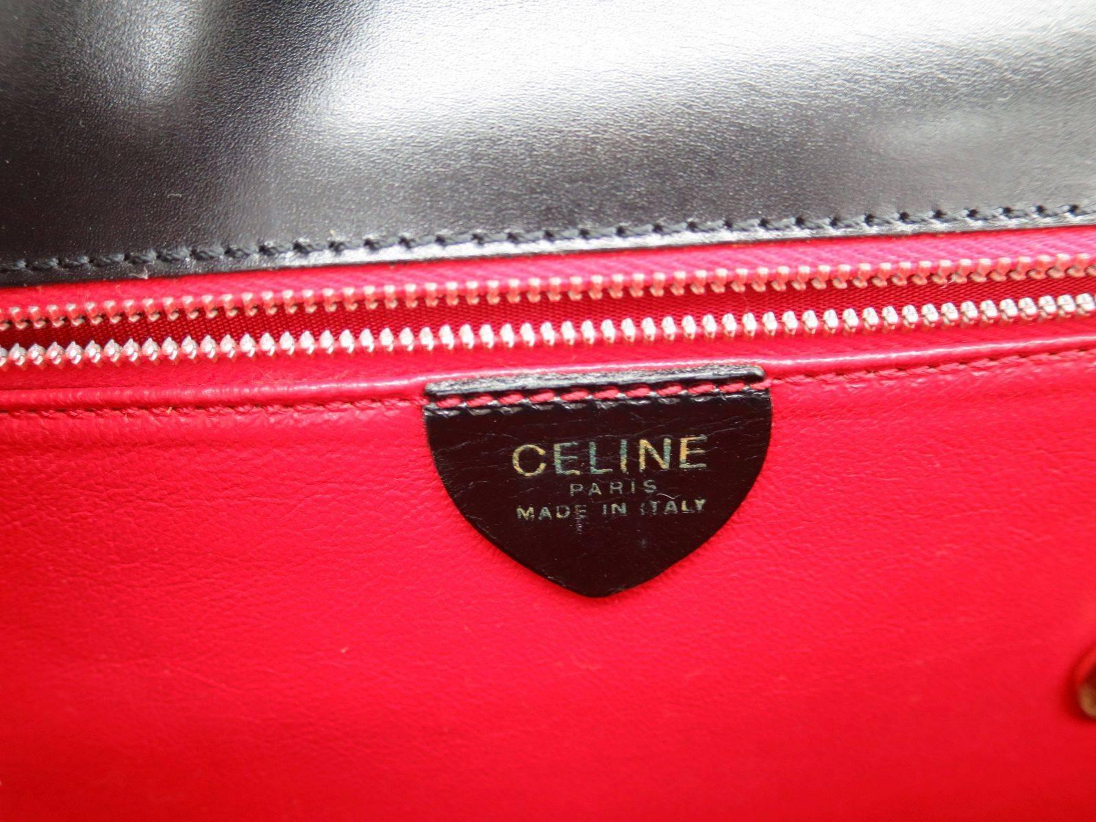Celine Black Leather Gold Chain Flap Clutch Evening Shoulder Crossbody Bag 2