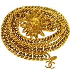 Chanel Vintage CC Charm Gold Chain Link Lion Mane Waist Belt 