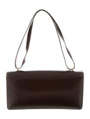 Hermes Vintage Dark Brown Box Leather Gold Top Handle Satchel Shoulder Flap Bag