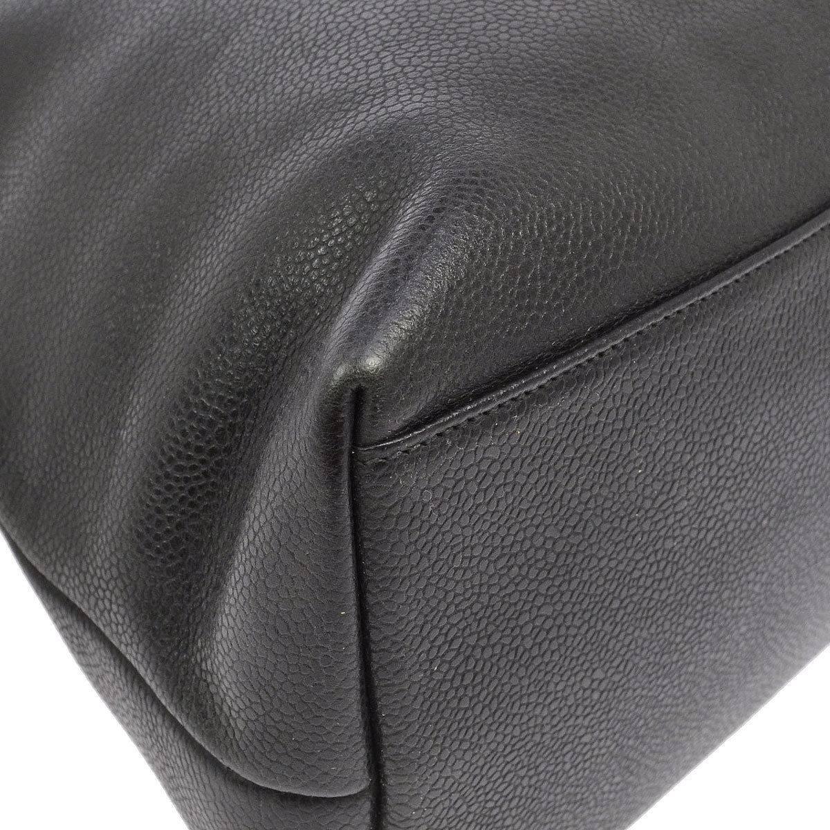 Women's Chanel Black Caviar Leather Large Weekender Travel Shoulder Shopper Tote Bag