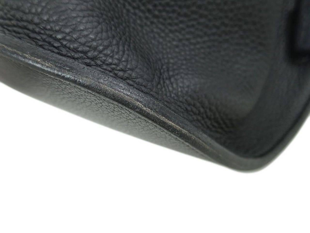 Hermes Vintage Black Leather Canvas Men's Women's Unisex Backpack Shoulder Bag 1