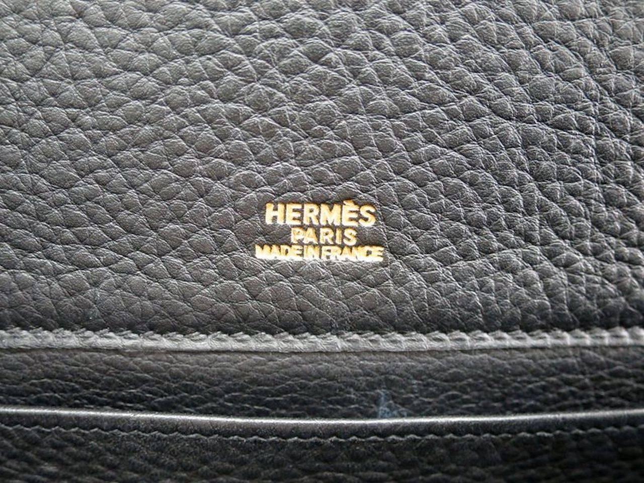 Hermes Vintage Black Leather Canvas Men's Women's Unisex Backpack Shoulder Bag 2