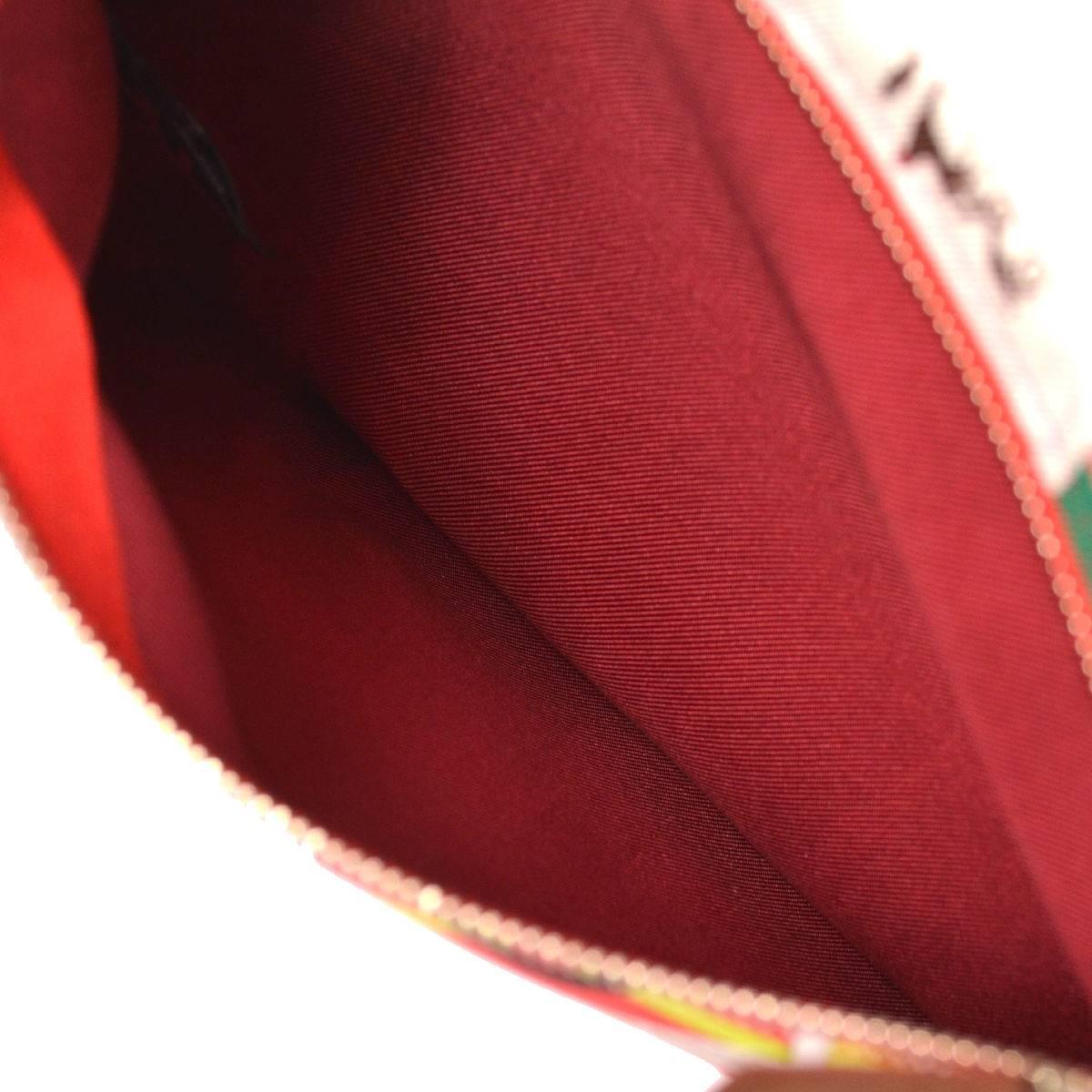 Hermes Rare Multi Color Silk Cosmetic Pouch Wristlet Baguette Clutch Bag 2