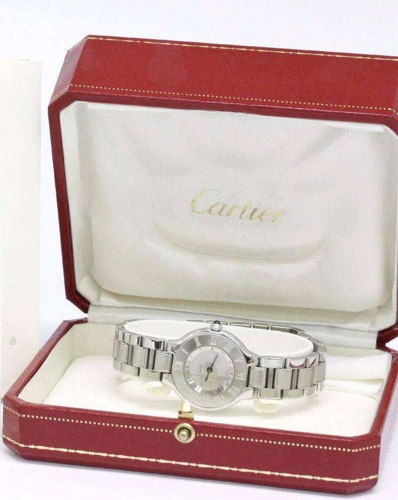 Cartier Must de Cartier 21 Stainless Steel Chain Link Mid Size Watch in Box 1