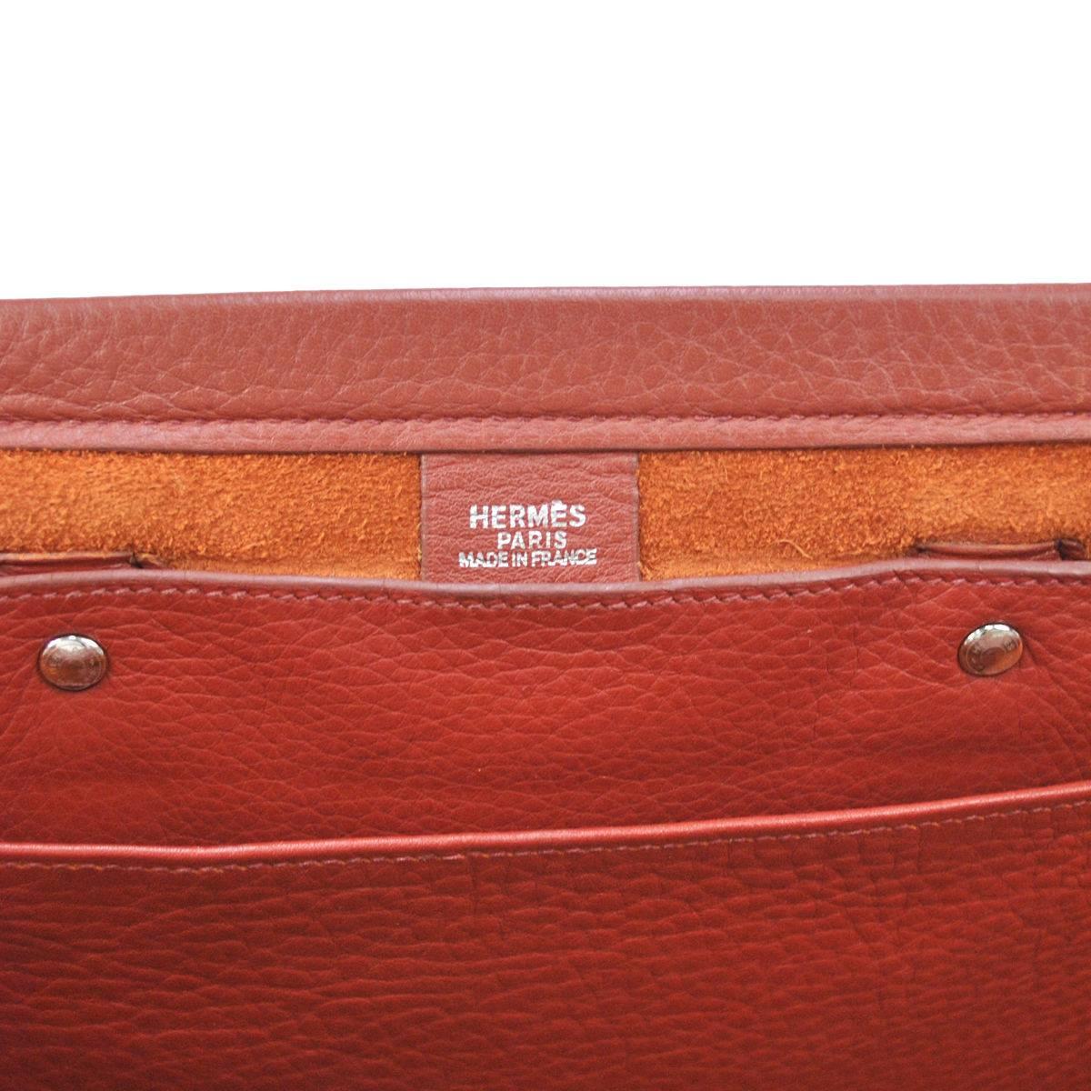 Women's or Men's Hermes Leather Palladium Open Tote Shopper Shoulder Carry All Business Bag