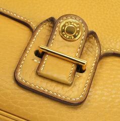 Hermes Vintage Mustard Leather Gold Hardware Crossbody Shoulder Bag