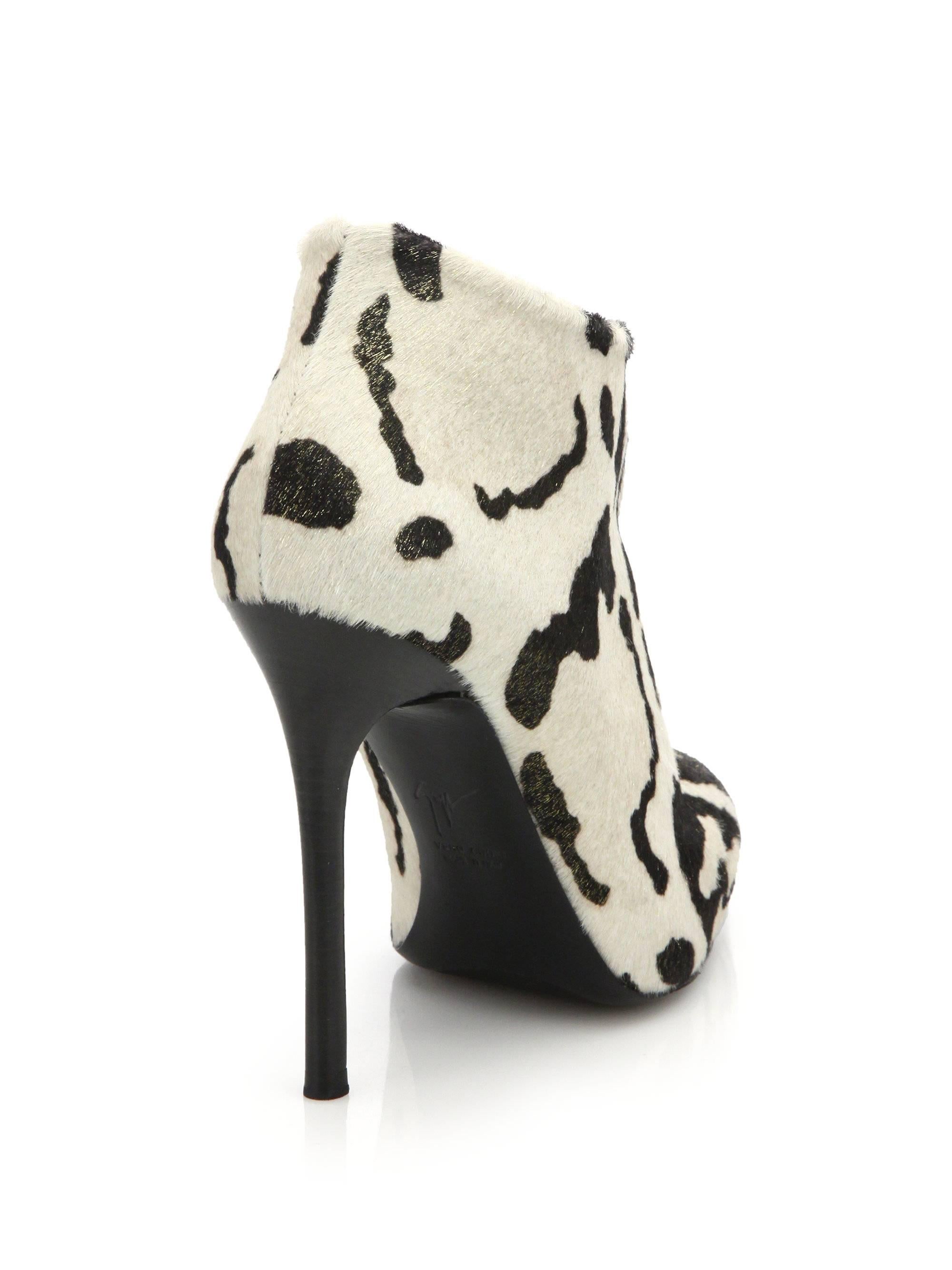 Beige Giuseppe Zanotti NEW & SOLD OUT Animal Print Fur Ankle Boots Booties in Box