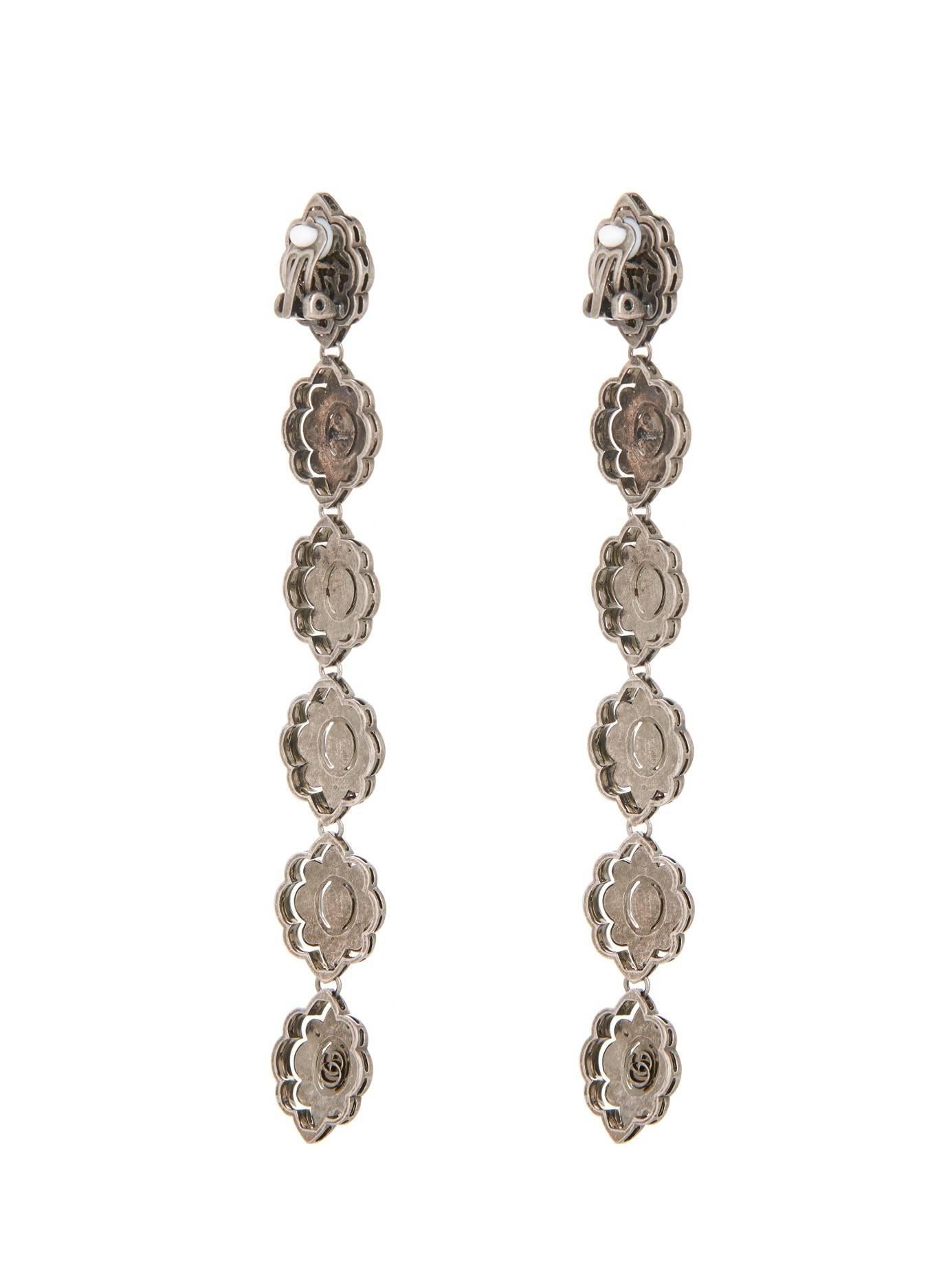 Women's Gucci NEW & SOLD OUT Palladium Crystal Glass Stone Dangle Drop Earrings