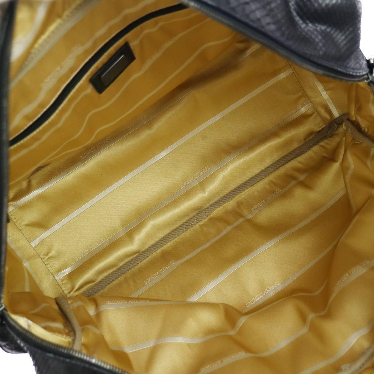 Giorgio Armani Black Snakeskin Men's CarryAll Weekender Duffle Business Bag 1