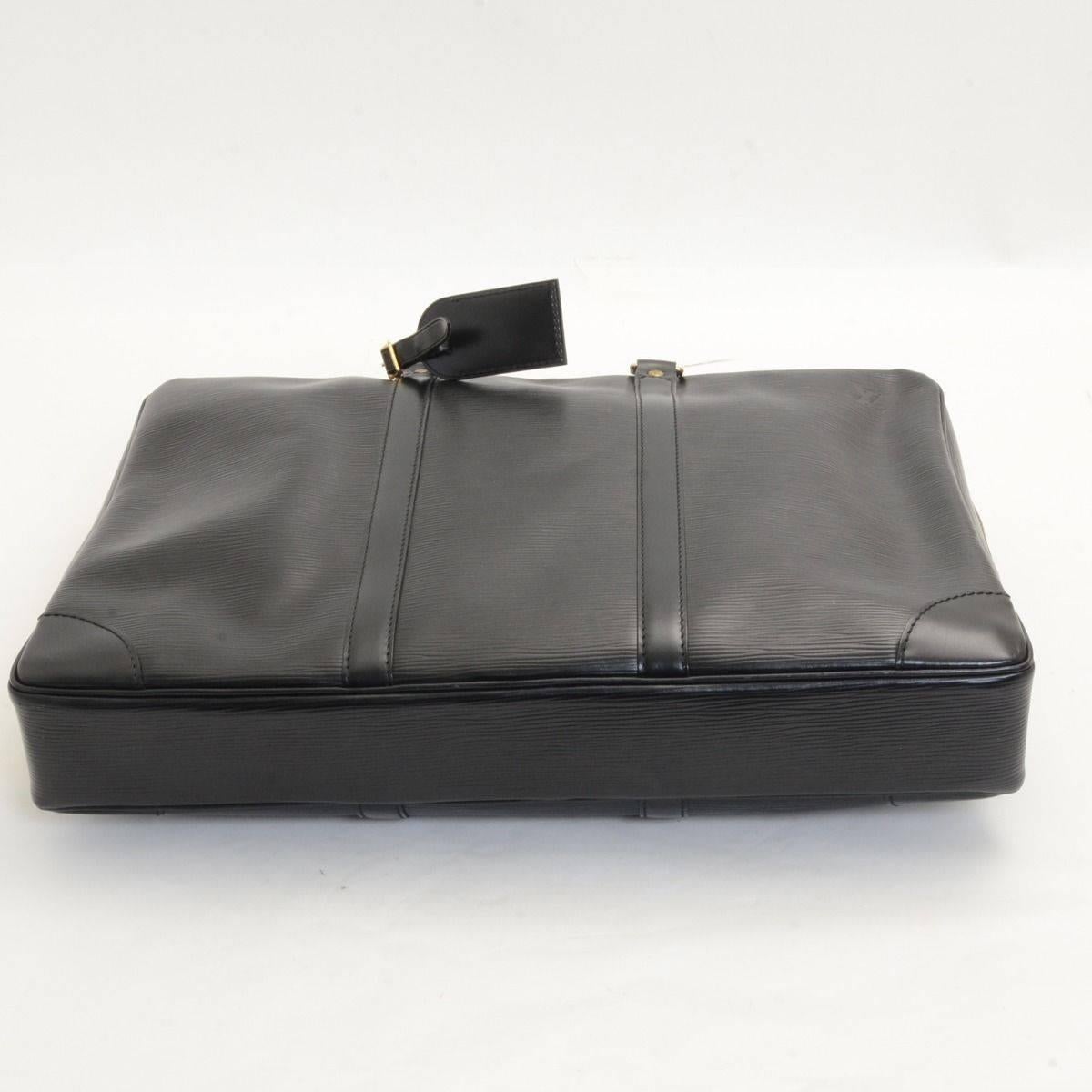 Louis Vuitton Black Leather Gold Hardware Men's Laptop Carryall Briefcase Bag In Good Condition In Chicago, IL