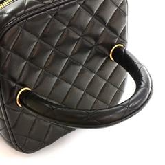 Chanel Vintage Black Lambskin Cosmetic Vanity Travel Evening Top Handle Bag