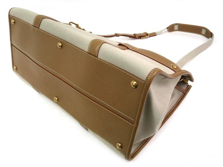 Louis Vuitton Tan Canvas Cognac Leather Men&#39;s Unisex Duffle Weekender Travel Bag at 1stdibs