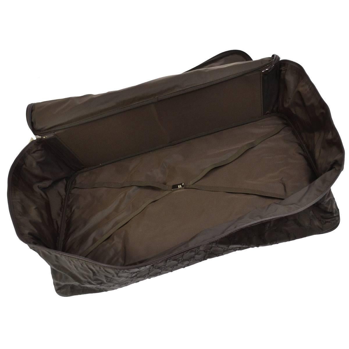 Black Gucci Chocolate Gucci Monogram CarryAll Duffle Luggage Travel Bag W/Accessories