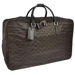 Gucci Chocolate Gucci Monogram CarryAll Duffle Luggage Travel Bag W/Accessories