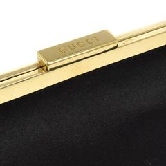 Gucci Black Gold Metal Closure Evening Clutch Top Handle Satchel Bag