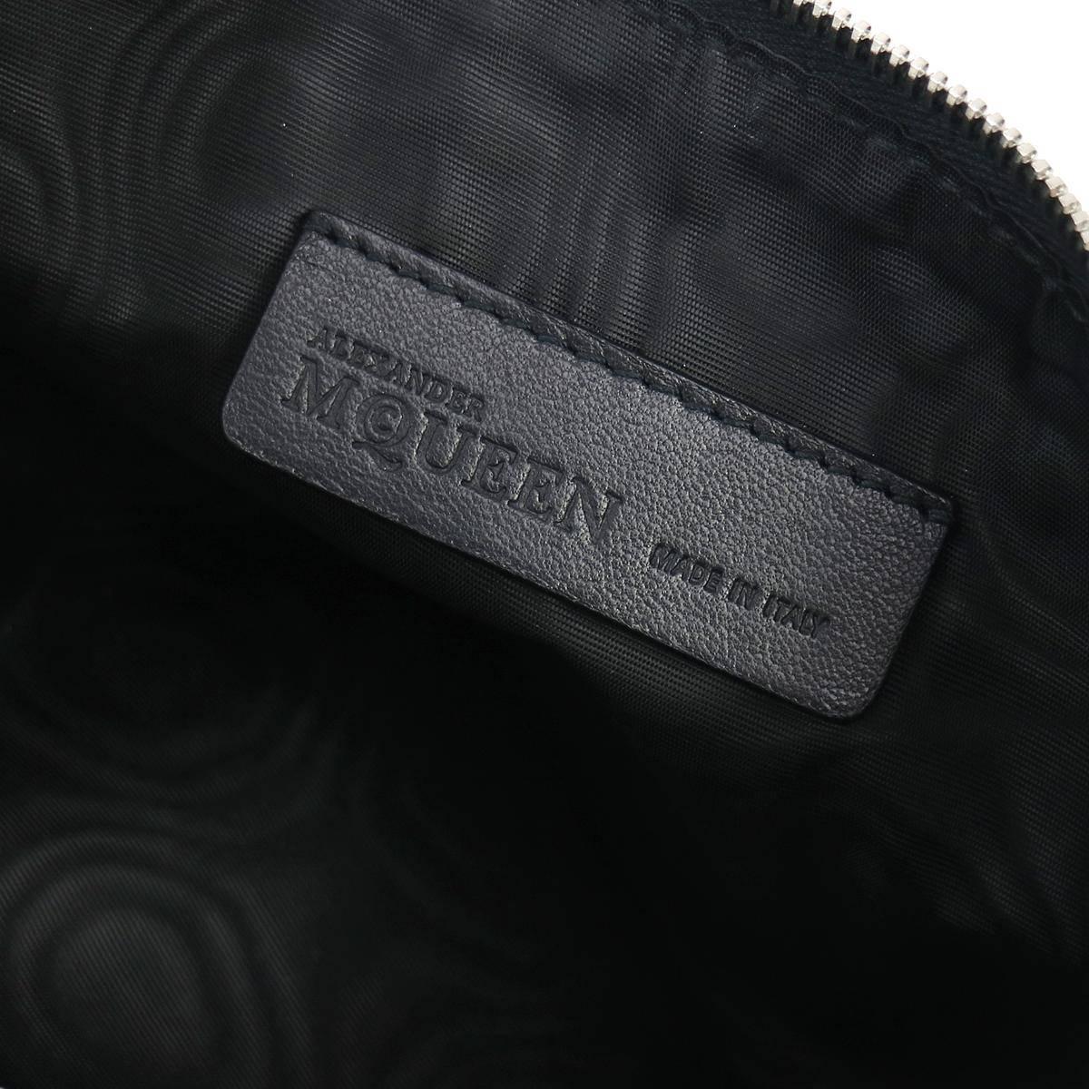Alexander McQueen Black Leather Silver Skull Large Envelope Clutch Bag 1