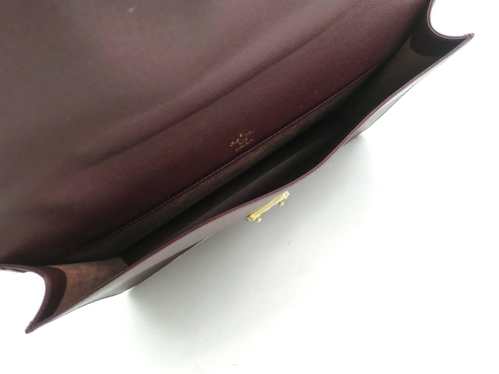 Louis Vuitton Brown Leather Gold Slide Lock Men's Briefcase Attache Business Bag 1