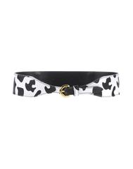 Moschino NEW Black White Cow Print Leather Gold Charm 'MOSCHINO' Waist Belt