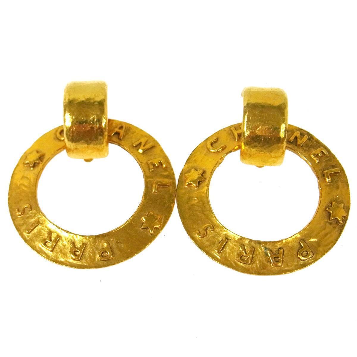 Chanel Vintage Gold Chanel Paris Round Two In One Dangle