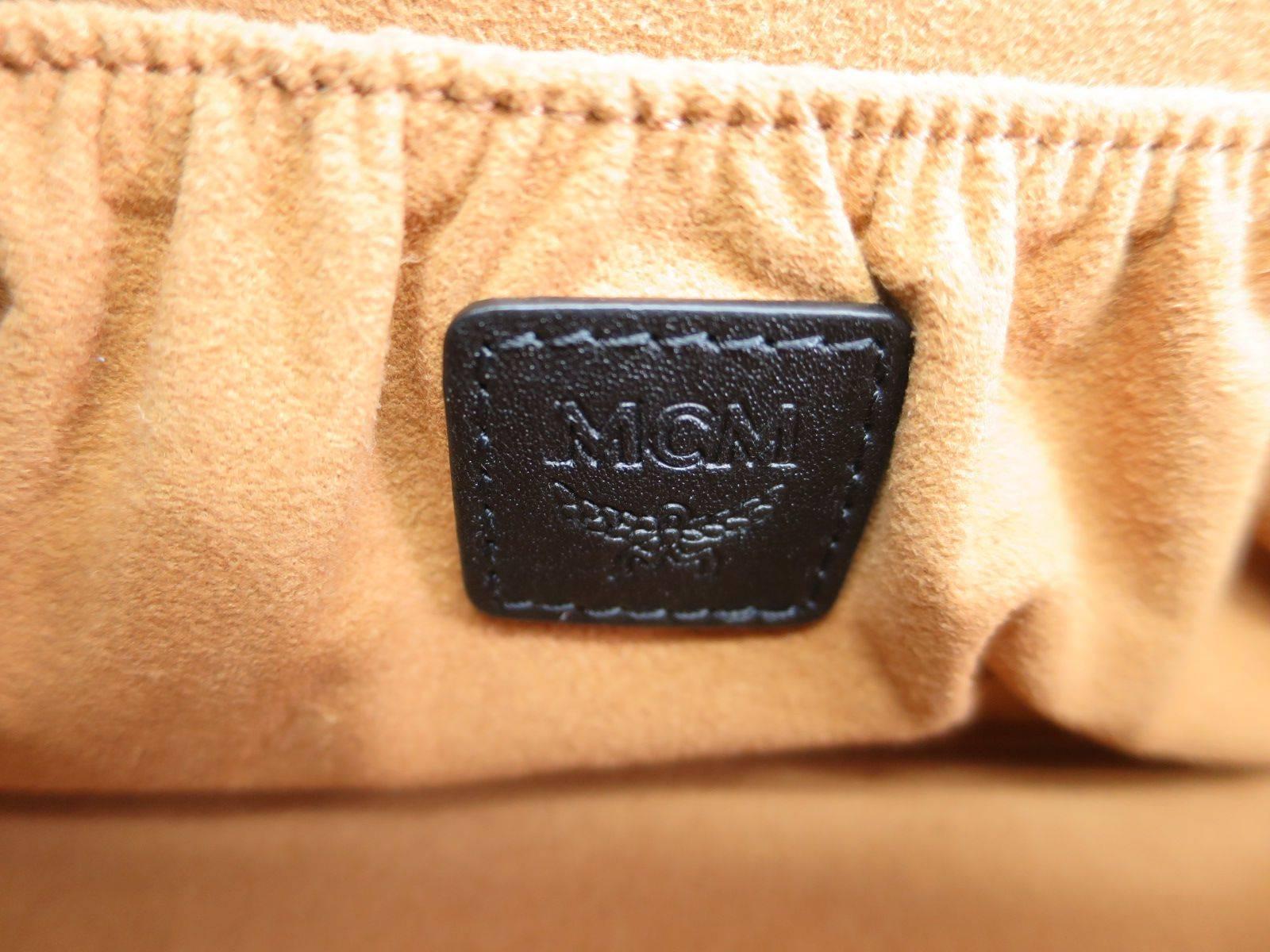 MCM Black Logo Monogram Gold Vanity Travel Top Handle Crossbody Shoulder Bag 1