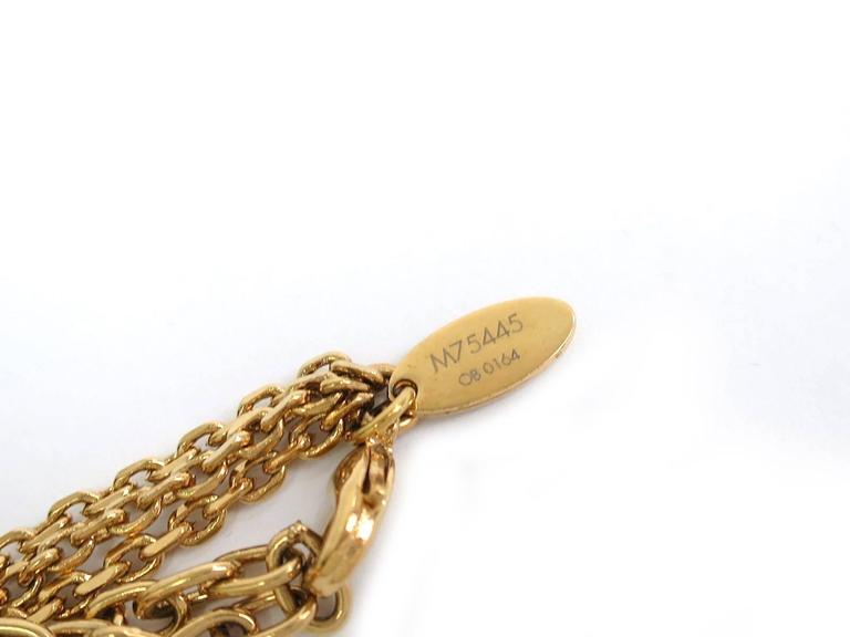 Louis Vuitton LV Logo Gold Chain Link Damier Monogram Flower Bracelet