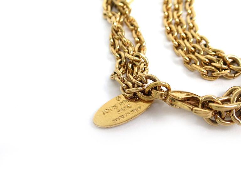 Louis Vuitton LV Logo Gold Chain Link Damier Monogram Flower Bracelet in Box at 1stdibs