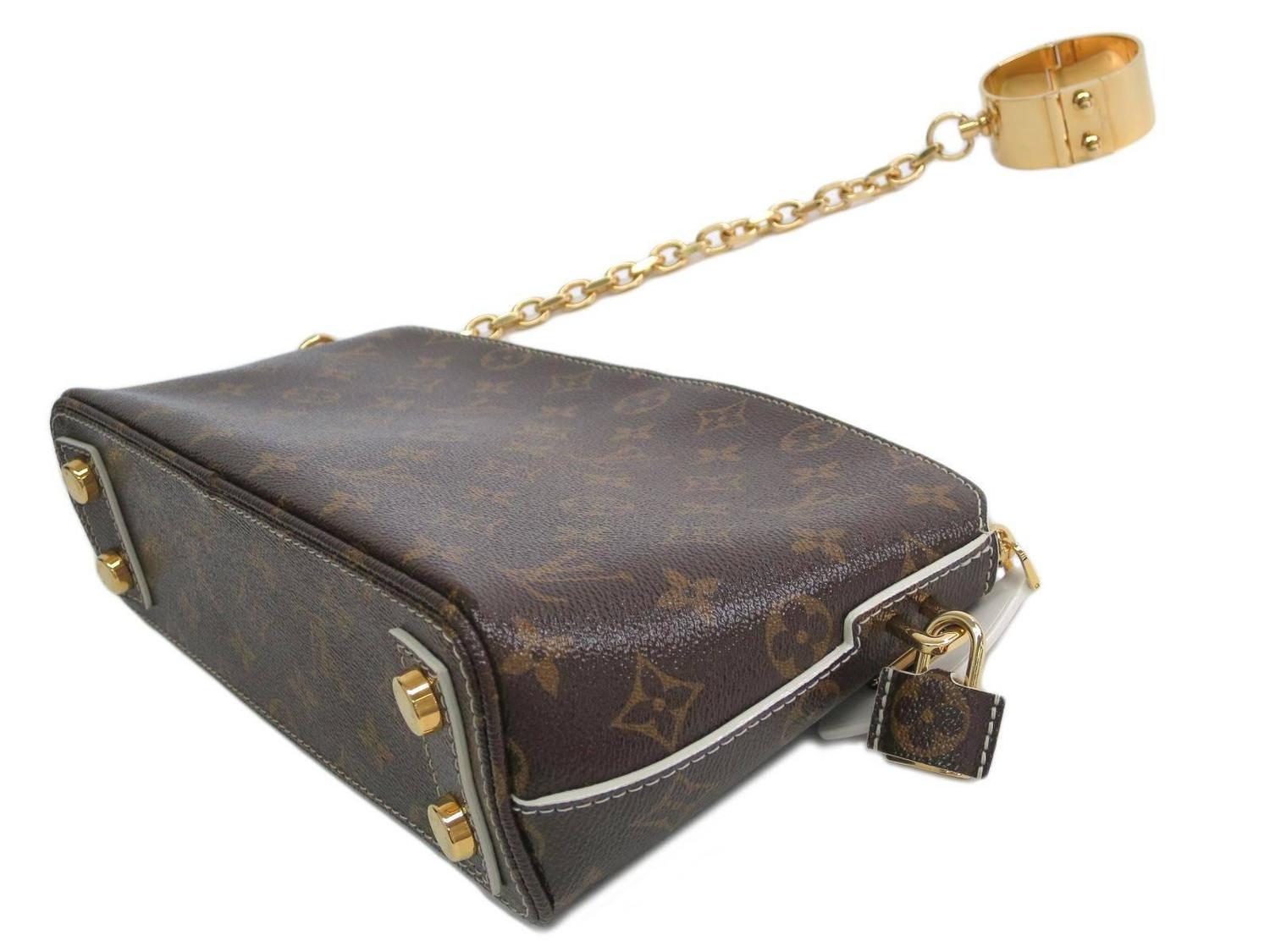 Louis Vuitton Monogram Canvas Gold Chain Clutch Cuff Bag with All Accessories at 1stdibs