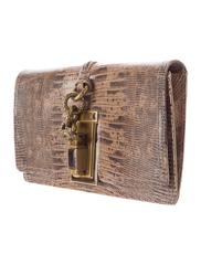 Bottega Veneta Brown Gold Knot Leather Skin Envelope Evening Clutch Flap Bag