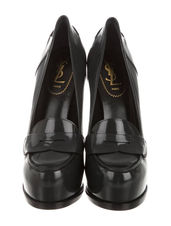 Yves Saint Laurent NEW Tribute Leather Penny Loafer High Heels Pumps in ...
