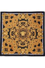 Versace NEW Gold Black White Multi Color Medusa Head Silk Scarf in Box