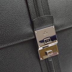 Gucci Herren Schwarz Leder Top Handle LapTop Business Travel W. Strap Tasche
