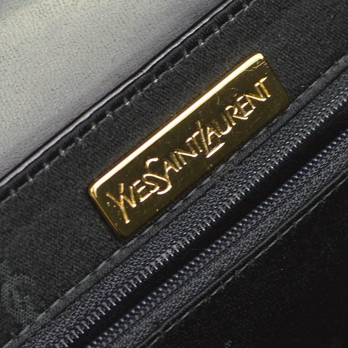 YSL Black Leather Top Handle Satchel Kelly Style Doctor Flap Bag In Good Condition In Chicago, IL