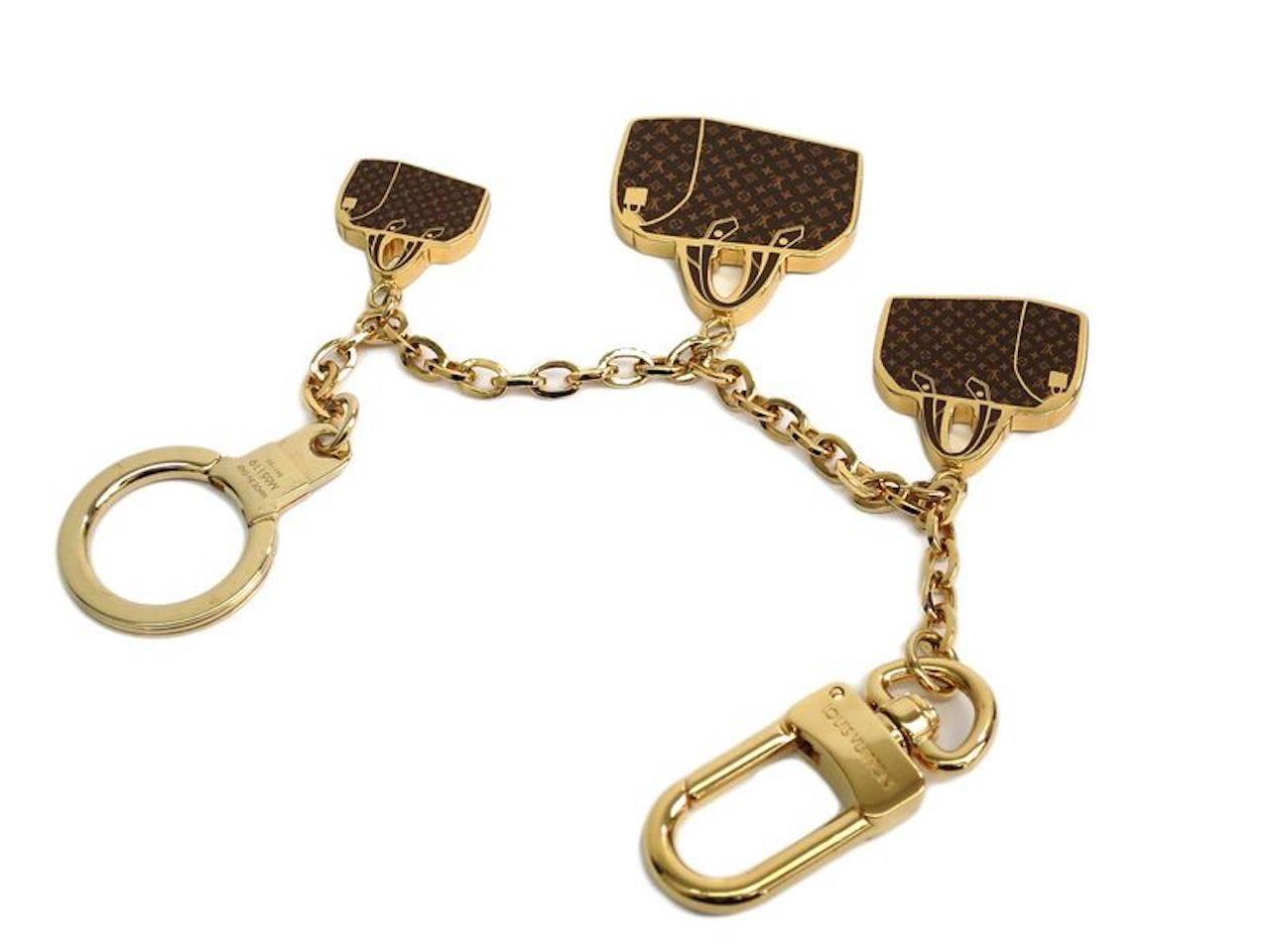 Louis Vuitton Gold Brown Handbags Charms Key Chain HandBag Charm in Dust Bag For Sale at 1stdibs