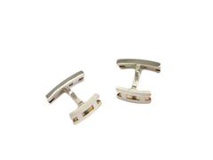 Hermes Genuine Sterling Silver Men's 'H' Logo Men's Cufflinks in Box