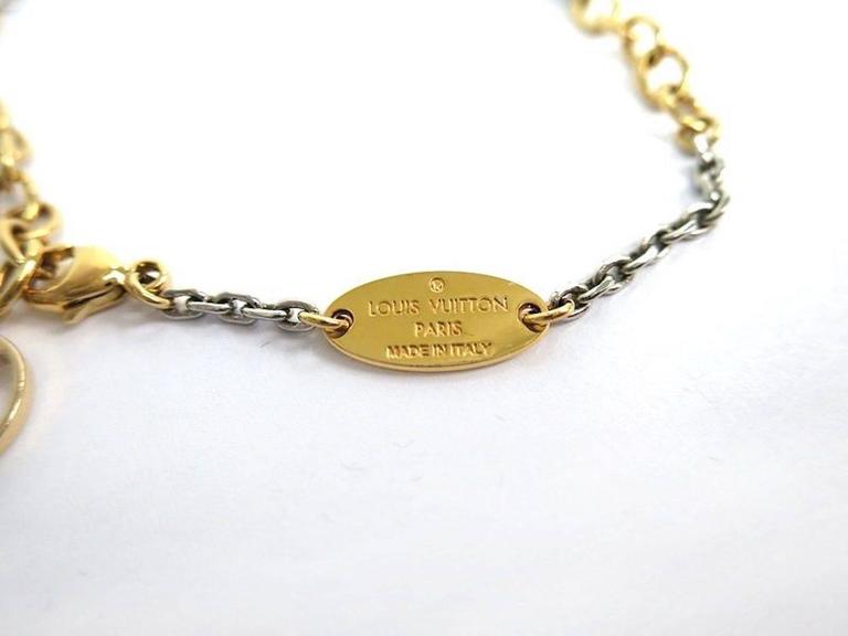 Louis Vuitton Mixed Metal LV Logo Chain Link Charm Bracelet in Box at
