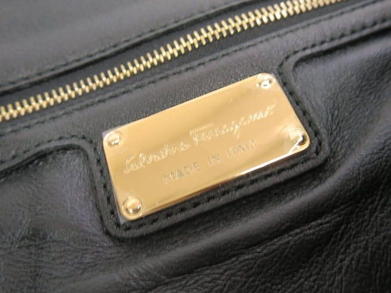 Salvatore Ferragamo Black Leather Gold Sequin Crossbody Shoulder Flap Bag 2