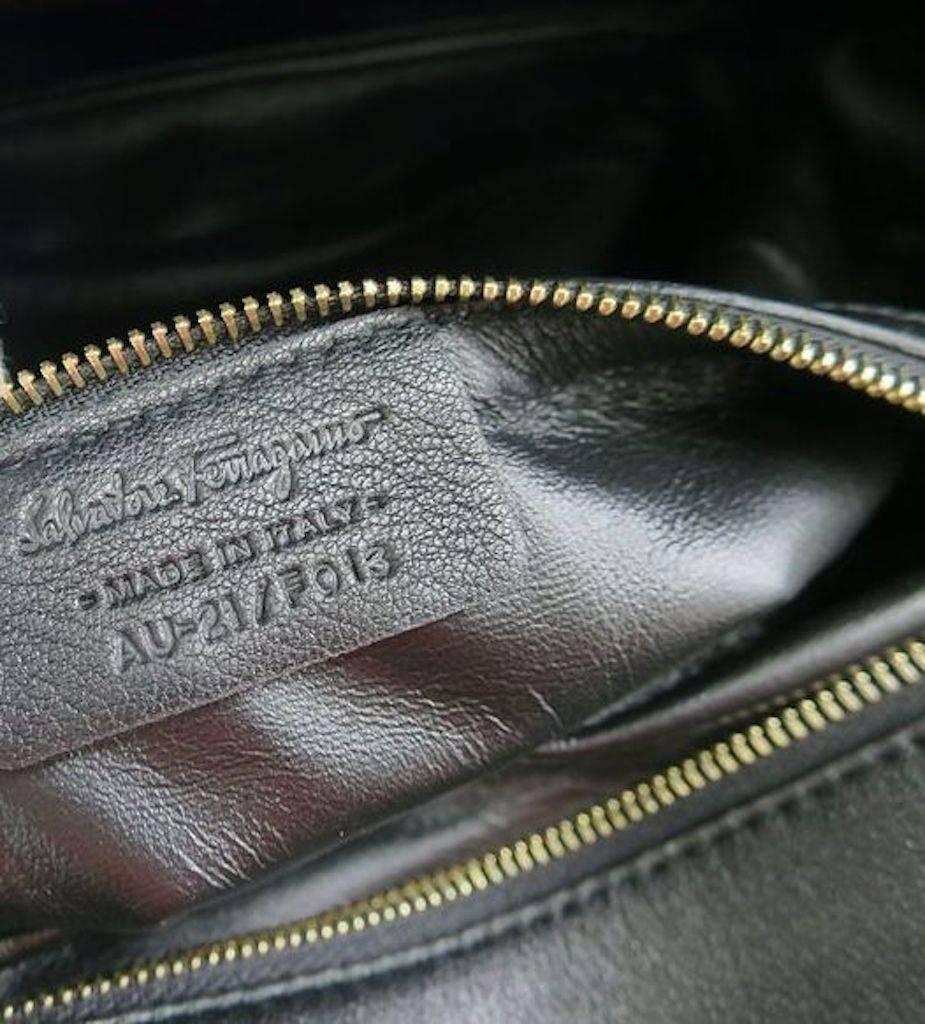 Salvatore Ferragamo Black Leather Gold Sequin Crossbody Shoulder Flap Bag 3