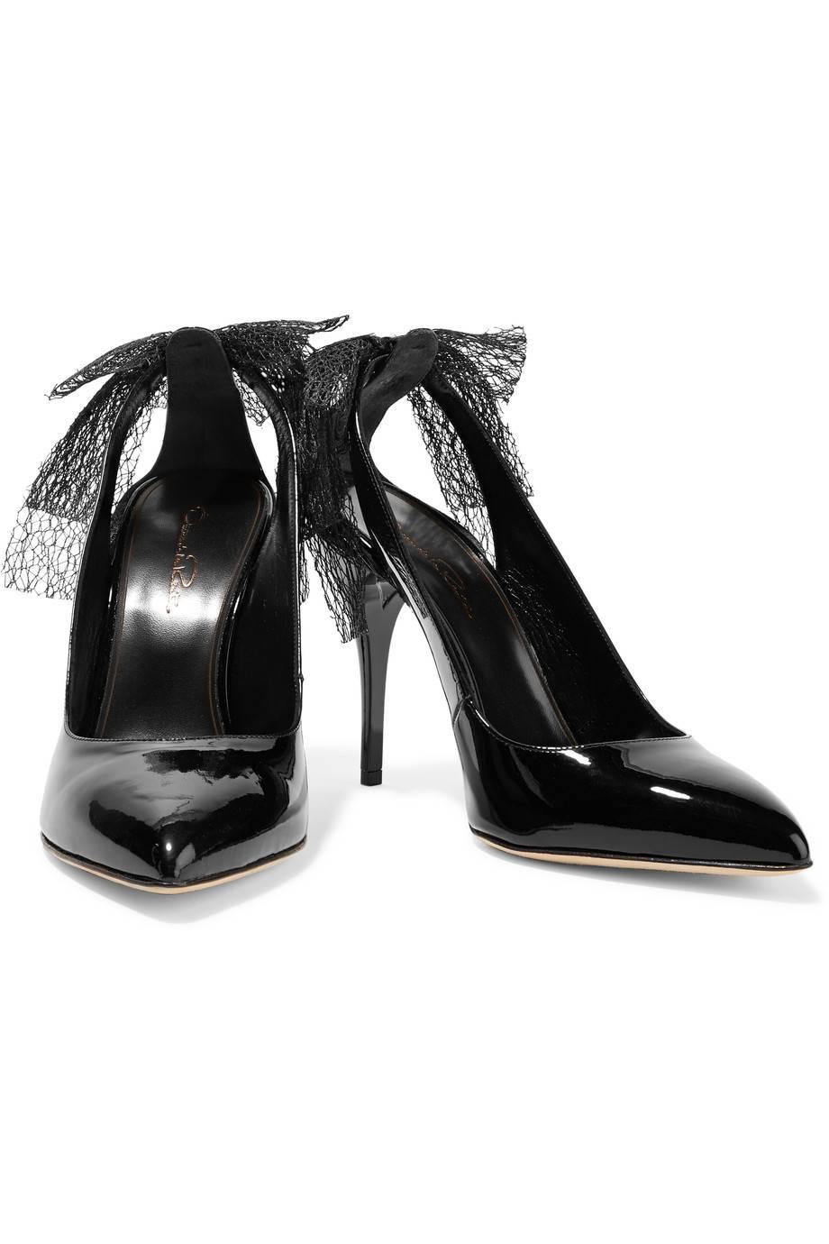 Women's Oscar de la Renta NEW & SOLD OUT Black Patent Leather Heels Pumps in Box