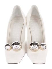 Louis Vuitton NEW Winter White Suede Silver Ball High Heels Pumps in Box