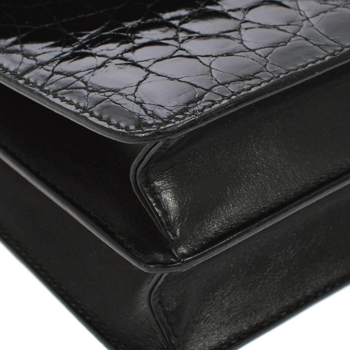 shiny black clutch