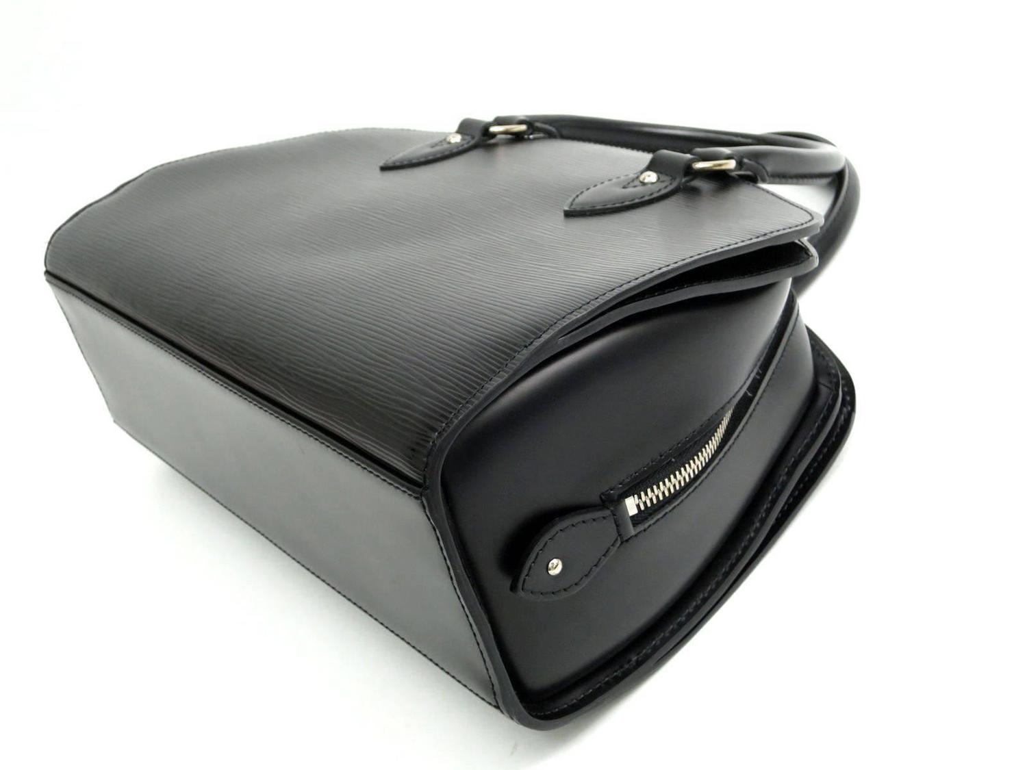 Louis Vuitton Black Leather Silver Hardware Top Handle Boston Satchel Bag For Sale at 1stdibs