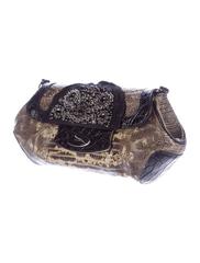 Prada Black Beige Animal Skin Crystal Jewel Evening 2 IN 1 Shoulder Flap Bag